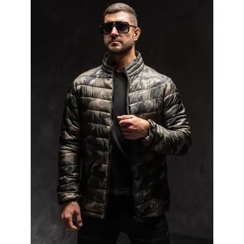 Pánská parka Zelená pánská prošívaná zimní maskáčová bunda Bolf SM80A1 - XL