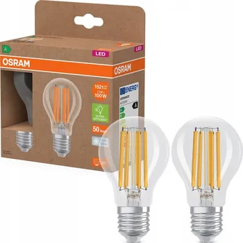 Žárovka 2x LED žárovka E27 7,2W = 100W 1521lm 4000K FILAMENT 212lm/W Třída A OSRAM