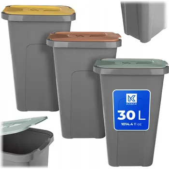 Odpadkový koš 3x ODPADKOVÝ KOŠ 30L NÁDOBA NA TŘÍDĚNÍ ODPADU SADY KOŠŮ