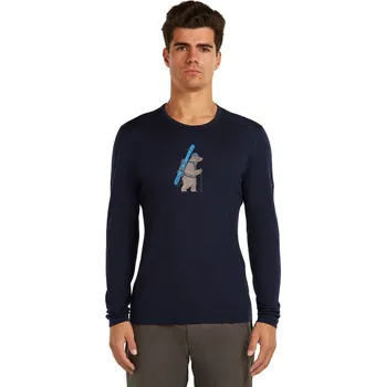 Pánská móda Pánské merino triko s dlouhým rukávem ICEBREAKER Mens Mer 200 Oasis LS Crewe Bear Tour, Midnight Navy velikost: M