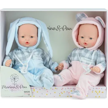 Dětské zboží Realistická miminka - dvojčátka Hermína a Hermánek v pyžámkách s oušky od španělské firmy Marina & Pau (Pitus Mellizos Baby Animal - 40 cm)
