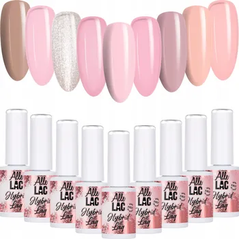 Lak na nehty 9x Hybridní lak na nehty ALLELAC 6g Odstíny Nude Béžová Růžová SADA 9v1