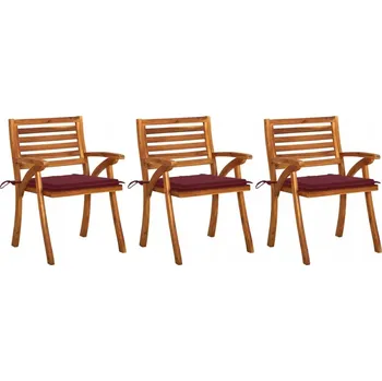 VidaXL Zahradní židle s polštáři, ks 3 kusů, masivní akáciové dřevo