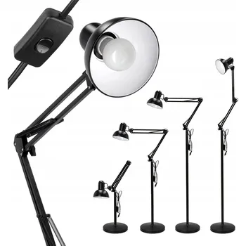 Stojací lampa Stojací lampa 2m s nastavitelným ramenem, kovová ČERNÁ, 1xE27, moderní