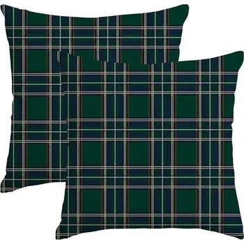 Polštář Povlaky na dekorativní polštáře se zeleným kostkovaným vzorem 50x50 cm 2 ks