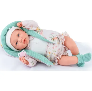Dětské zboží Realistické miminko - holčička Terezka v kabátku se světle zelenou podšívkou od španělské firmy Marina & Pau (Ane Mint - 45 cm)