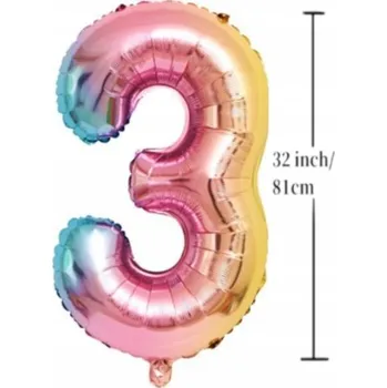 Balónek Fóliový balónek ČÍSLICE 3 Narozeniny Oslava Party Multikolor 81 cm (32 palců)