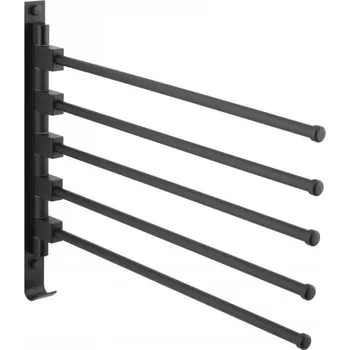 Držák na ručník Nástěnný věšák na ručníky AMY - 5 ramenný - černý matný