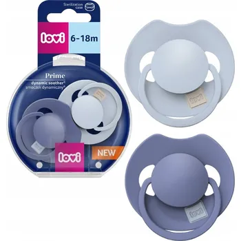 dudlíky Silikonový Dudlík LOVI Prime Dynamic 6-18m 2 ks světle modrá/modrá s pouzdro