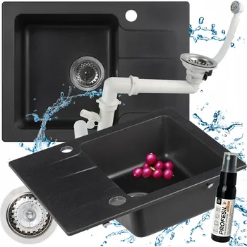 Granitový dřez Jednokomorový granitový dřez Moderno Bari černý