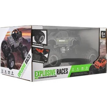 Dětské zboží Auto RC pick up Off road terénní plast 23cm 2,4GHZ na baterie se světlem šedé v krab. 30x15x19cm