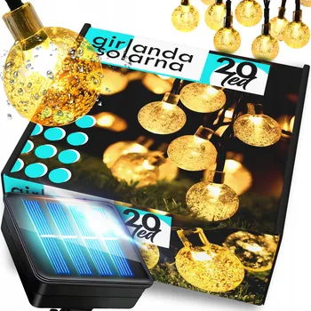 Venkovní osvětlení SOLÁRNÍ LED ZAHRADNÍ GIRLANDA SVĚTELNÁ KOULE SVĚTÝLKA SOLÁRNÍ 20 LED 4,9M