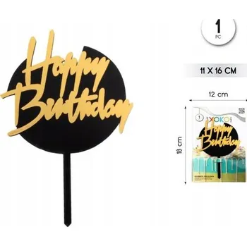 Party dekorace Zápich do dortu Happy Birthday - narozeninová dekorace