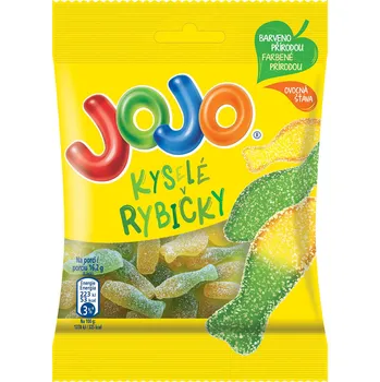 Cukrovinka JoJo kyselé RYBIČKY 80g (Kartonové balení : 32 ks)