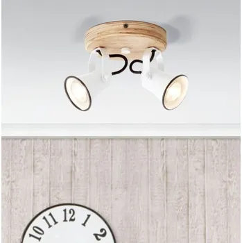 Bodové svítidlo Brilliant 82224/05 Stropní kulaté svítidlo SEED bílé + DŘEVO