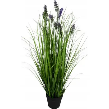 umělá květina TRÁVA TRÁVA V KVĚTINÁČI LEVANDULE DEKORATIVNÍ FEJKA s levandulí 64cm