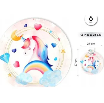 Talíř Papírový talíř Jednorožec - doplněk na oslavu