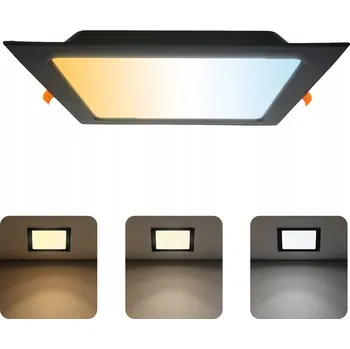 HOROZ Stropní LED panel 24W 3CCT Lampa Čtverec Zapuštěná Černá