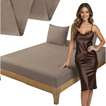 Prostěradlo Prostěradlo 160x210 Bavlněné Bez Gumy Béžové Bavlna Satén