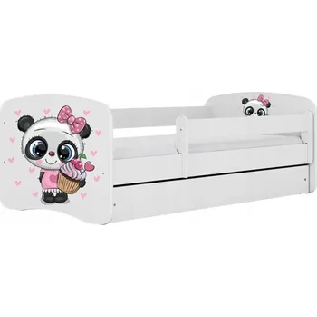 KOCOT KIDS BÍLÁ DĚTSKÁ POSTEL SE ZÁSUVKOU 140x70 CM BABYDREAMS PANDA