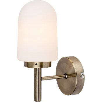 Nástěnné svítidlo Nástěnné koupelnové svítidlo hnědé bílé skleněné stínidlo vedle zrcadla Rabalux