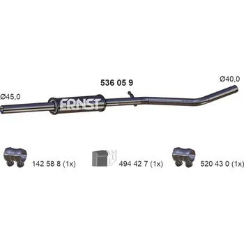 Tlumič výfuku Střední tlumič výfuku ERNST 536059