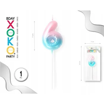 Dortová svíčka Narozeninová svíčka číslice 6 ombre – dekorace na dort