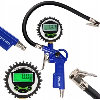 Příslušenství ke kompresoru PISTOLE NA HUŠTĚNÍ KOL PNEUMATIK, ELEKTRONICKÝ MANOMETR, 18 BAR