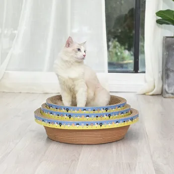 Kulatý kartonové škrabadlo pro kočky s koťátkem 33×9,5 cm