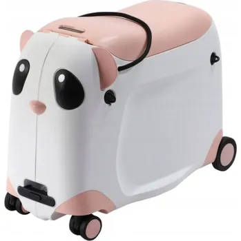 Dětský Kufr PANDA na kolečkách ODRÁŽEDLO růžový cestovní kufr