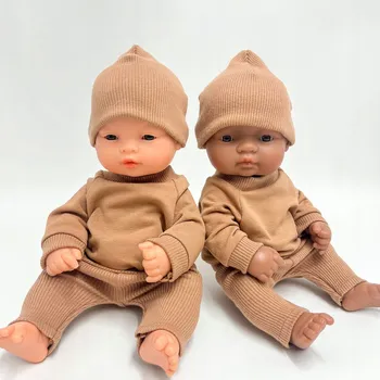 Mikina a teplákové legíny pro panenku Miniland 32 cm, skořicová