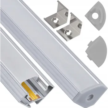 LED páska BERGE LED hliníkový profil rohový 2m bílý - sada -32-B-M-2M