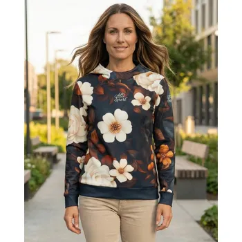 Dámská mikina Dámská funkční mikina premium ALTISPORT VOJ/ALW097MI01 BÍLÁ-ORANŽOVÁ KVĚTY XXXL