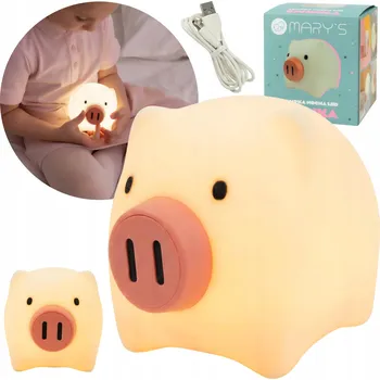 Lampička Mary's Silikonová noční lampa LED Prasátko, Lampička do dětského pokoje USB