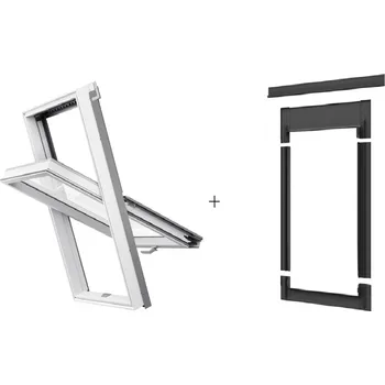Okno SET RoofLITE SOLID PVC plastové střešní okno 78x98 cm + lemování LSX do 1,6cm