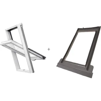 Okno SET RoofLITE SOLID PVC plastové střešní okno 66x118 cm + lemování TFX do 5cm
