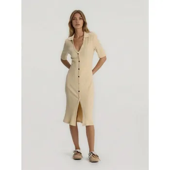 Dámské šaty Sinsay - Pletené šaty v proužku s příměsí viskózy - béžová - 186GY-08M - 186GY-08M-XXL