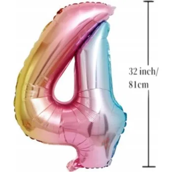 Balónek Fóliový balónek ČÍSLICE 4 Narozeniny Oslava Party Multikolor 81 cm (32 palců)