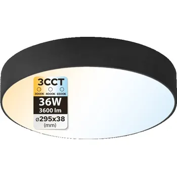 HOROZ Stropní Svítidlo LED Stropní Svítidlo Kulatá CATALINA 36W 3CCT 29,5cm Černá