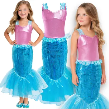 Karnevalový kostým KOSTÝM ŠATY MALÁ MOŘSKÁ VÍLA ARIEL OCAS MOŘSKÉ PANNY PLES KARNEVAL 116 122 CM