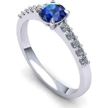 Prsten Prsten s přírodním safírem a diamanty PK21007 Materiál: Bílé zlato 14kt, Velikost: 69