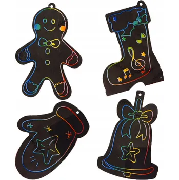 Vánoční dekorace Vyškrabávačky Vánoční přívěsky Stírací ozdoby na vánoční stromeček Vánoční Baňky DIY 4 ks