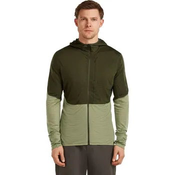 Pánská mikina Pánská merino mikina ICEBREAKER Mens Mer 200 Realfleece Descender LS Zip H, Dark Loden/Lichen/Cb velikost: XL