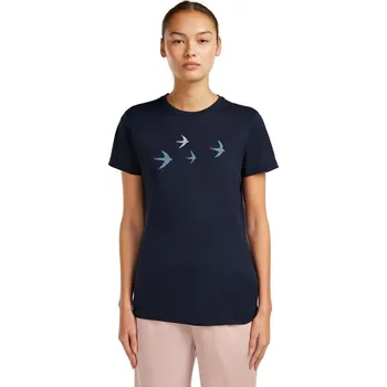 Dámské tričko Dámské merino triko s krátkým rukávem ICEBREAKER Wmns Mer 150 Tech Lite SS Tee Bird Transit, Midnight Navy velikost: M