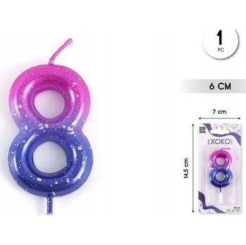 Dortová svíčka Narozeninová svíčka číslice 8 - dekorace na dort