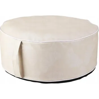 Taburet Nafukovací taburet se vzorem listů, bílý, do zahrady i obýváku, pohodlný a praktický