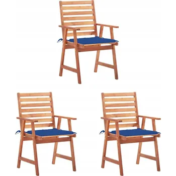 VidaXL Zahradní židle s polštáři, ks 3 kusů, masivní akáciové dřevo