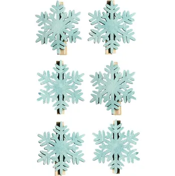 Vločka dřevěná na kolíčku 6 cm (6 ks) neuvedeno D0601103