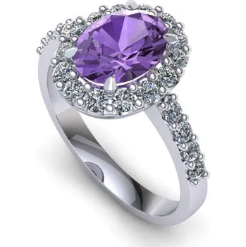 Prsten Prsten s ametystem a brilianty PK 21006 Materiál: Bílé zlato 14kt, Velikost: 40