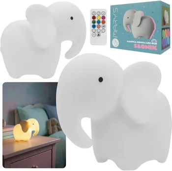 Lampička Mary's Silikonová noční lampa SLON, Lampička s DÁLKOVÝM OVLÁDÁNÍM do dětského pokoje